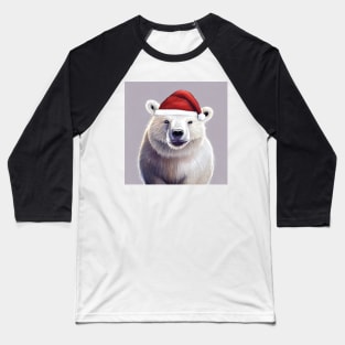 Polar Bear in Santa Hat Baseball T-Shirt